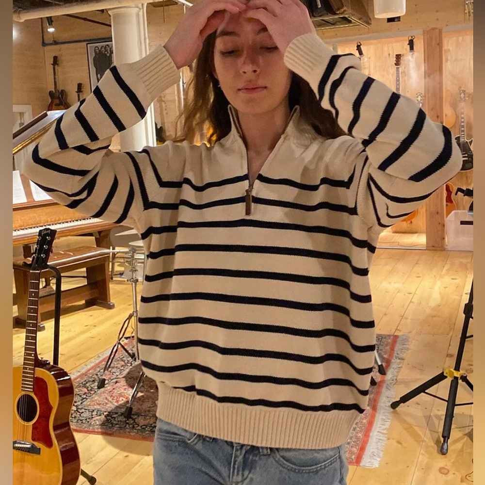 ALEAH COTTON STRIPE SWEATER